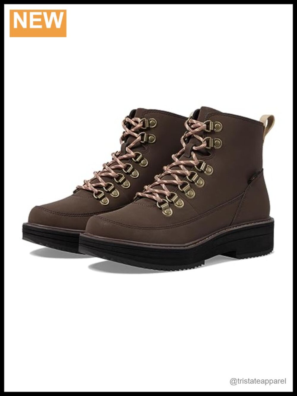Midform Ankle Hiking Boots Water Resistant Leather Round Toe Lace Up